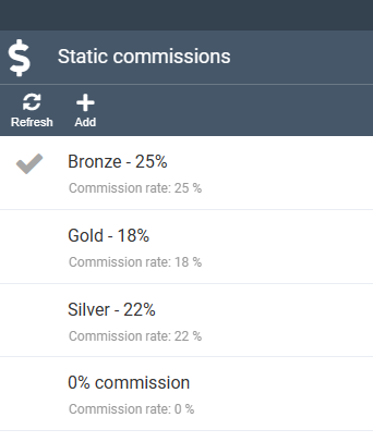 Static commissions