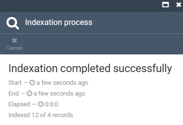 Indexation result