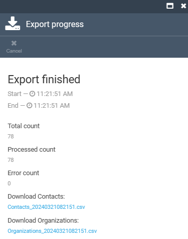 Export contacts