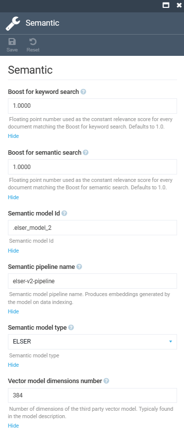 Semantic settings