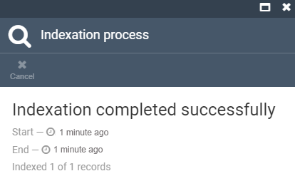 Indexation completed
